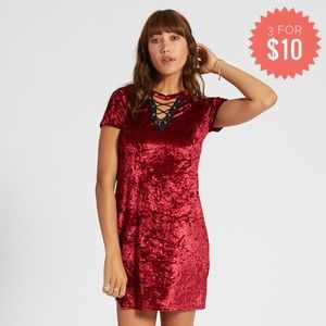 ✨ Adam Levine Lace-Up Velvet Dress